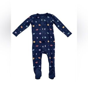 Primary Size 18-24 Months Organic Full Zip Footie in Navy Rainbow Galaxy